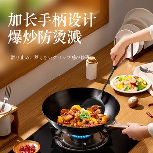 老式家用不锈钢炒菜铲子汤勺木柄不粘炒勺铲长柄汤勺套装组合厨具