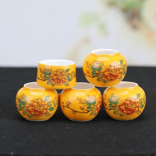 鸟笼瓷碗杯子靛颏绣眼文鸟芙蓉金青玉鸟黄鸟食罐鸟碗鸟杯五件套