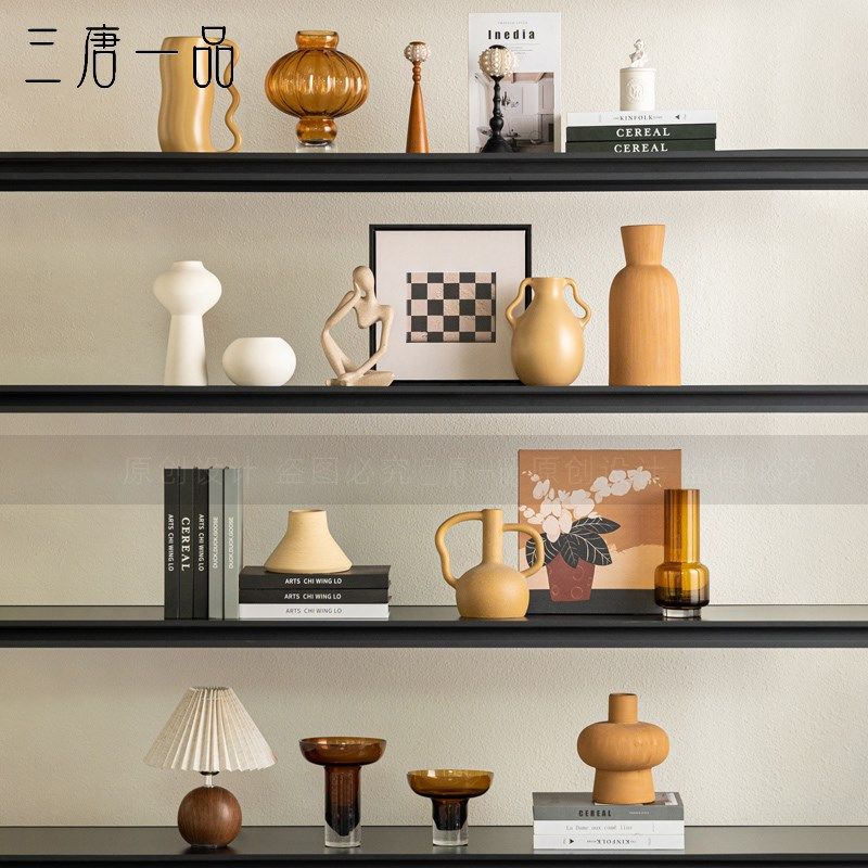 2025侘寂风客厅新款酒柜电视柜摆件中古民宿酒店高级感开放格摆设,家居饰品,装饰摆件,淘宝优惠券,粉丝福利购,淘宝优惠卷