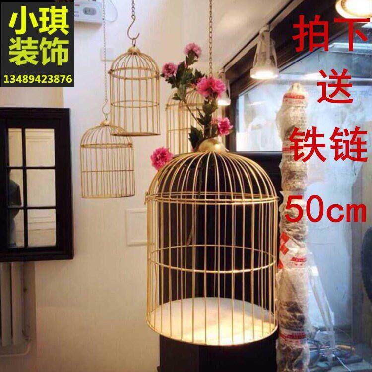 欧式铁艺小号金色鸟笼装饰品超大号婚庆橱窗摆件影楼挂饰金属道具