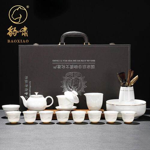 景德镇冰种羊脂玉白瓷茶具套装家用办公室陶瓷高档2025泡茶壶功夫