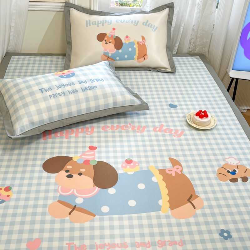 2025新款可爱卡通凉感冰丝夏天凉席夏季藤席单双人学生宿舍空调席,床上用品,凉席/草席/麻席,淘宝优惠券,粉丝福利购,淘宝优惠卷