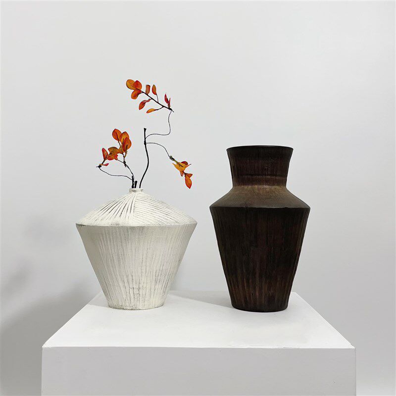 侘寂手作花瓶高温陶瓷艺术花器样板间软装饰品样品屋展示中心民宿