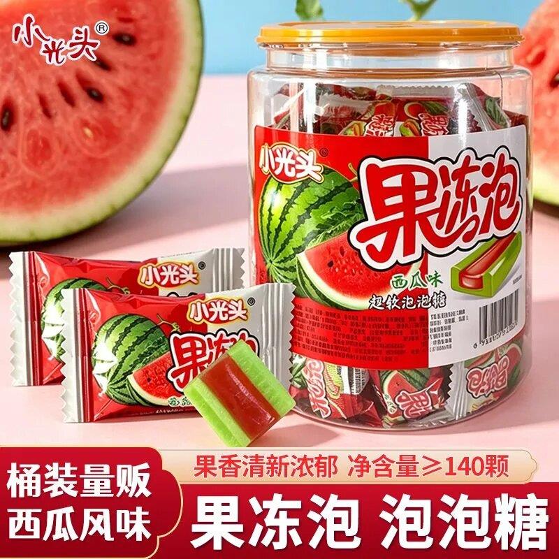 怀旧零食果冻夹心泡泡糖西瓜味草莓味可乐味口香糖整桶包邮小光头