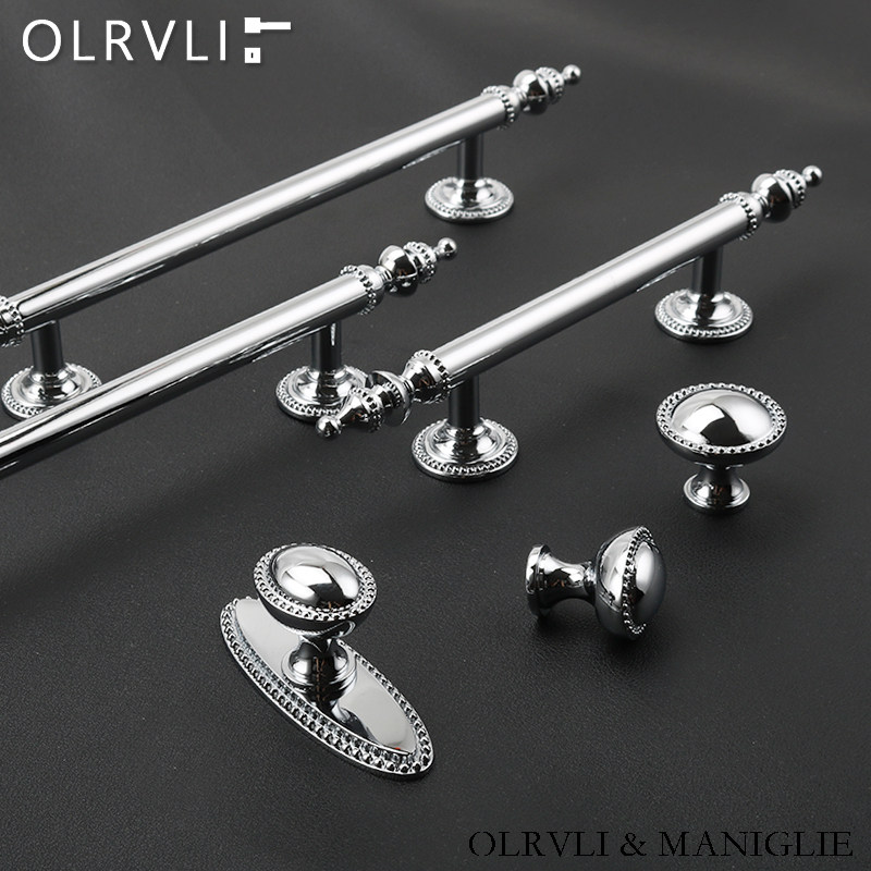 olrvli黄铜意式法式欧式银色柜门把手衣柜橱柜抽屉复古底板小拉手