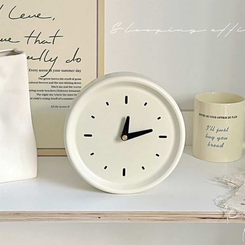 时钟摆台式客厅创意奶油风装饰品摆件卧室床头免打孔桌面静音挂钟,家居饰品,座钟,淘宝优惠券,粉丝福利购,淘宝优惠卷