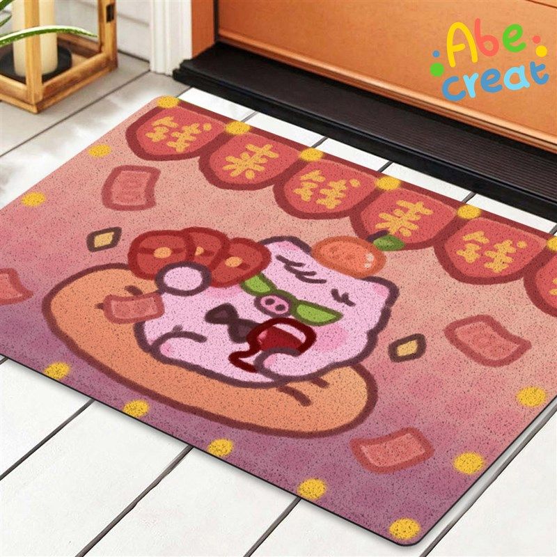 草莓味二喵丝圈地毯地垫  必易加厚门厅室内防滑防脏新年红色祝,家庭/个人清洁工具,地垫,淘宝优惠券,粉丝福利购,淘宝优惠卷