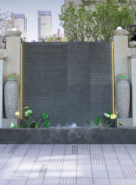 室外石材水幕墙流水屏风庭院假山喷泉景观鱼池背景墙玄关循环摆件