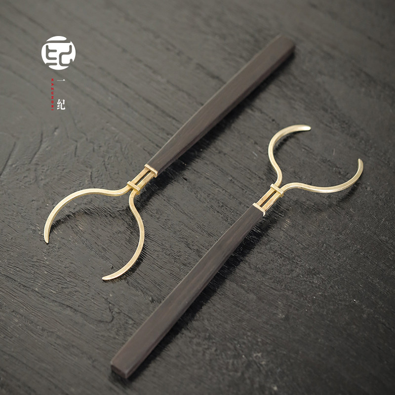 复古茶叉功夫茶具配件黄铜茶杯叉紫光檀长柄防烫茶道六君子茶杯托,餐饮具,茶道/零配,淘宝优惠券,粉丝福利购,淘宝优惠卷