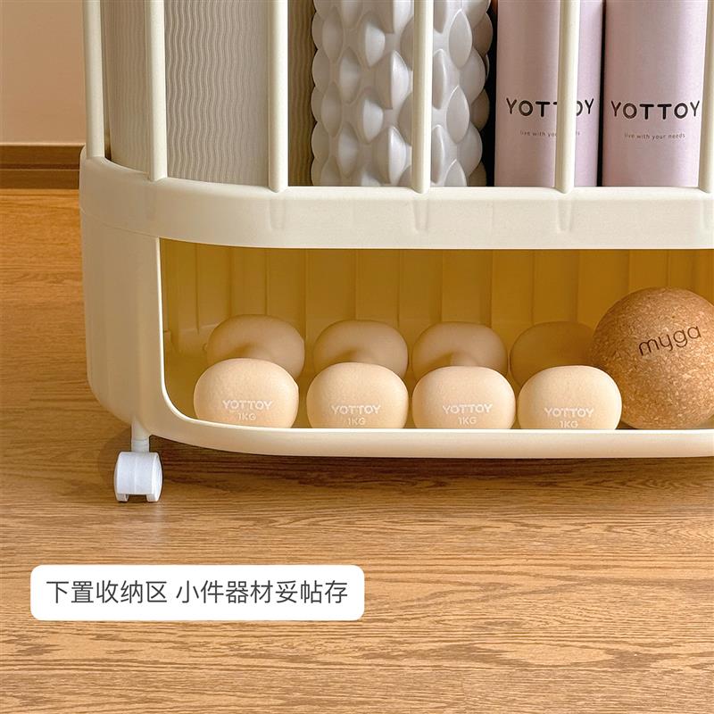 健身器材收纳框大容量羽毛球拍篮球类置物架运动跳绳瑜伽垫收纳筐