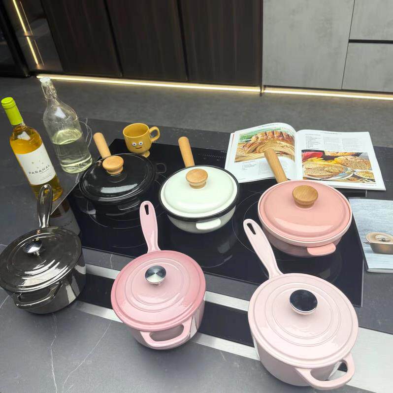 三厦精品铸铁珐瑯锅宝宝副食品锅小奶锅蒸笼一人食副食品18电磁炉