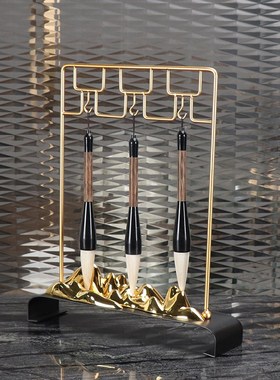 新中式毛笔架摆件创意客厅家居书房禅意办公桌玄关电视柜软装饰品