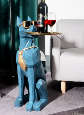 北欧高档大型落地狗摆件轻奢客厅卧室装饰品电视柜托盘乔迁送礼
