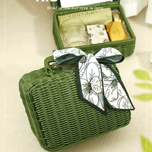 森系藤编篮田园伴手礼女伴娘礼盒小众高级结婚盒子高级感套装成品