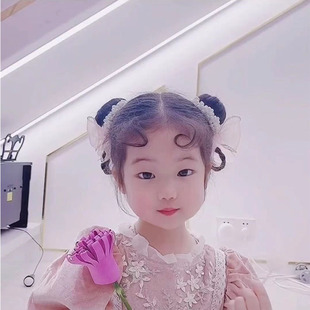 儿童珍珠高丸子头发饰皮筋女童蝴蝶结皮筋发圈发饰宝宝双马尾头绳