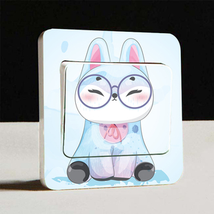 可爱温馨自粘家用双开灯开关装饰贴纸北欧风面板插座遮挡装饰贴画