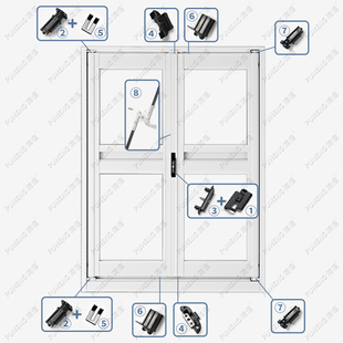 老款折叠门配件滑轮48老式浴室厨房小折叠玻璃门塑料件套装门锁扣