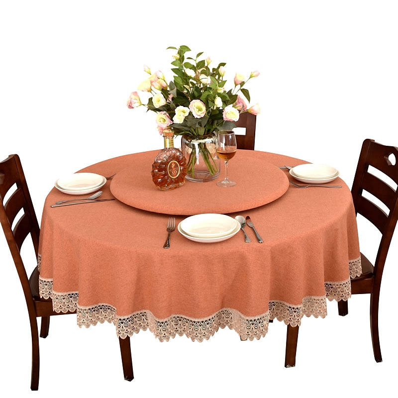 中式咖啡色圆餐桌布椭圆形客厅桌布咖啡厅长方形台布转盘套可定制