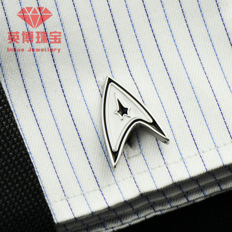 INBEV FRENCH METAL CUFFLINKS WHITE STEEL PLATED ENAMEL FRENCH SHIRT CUFFLINKS F460