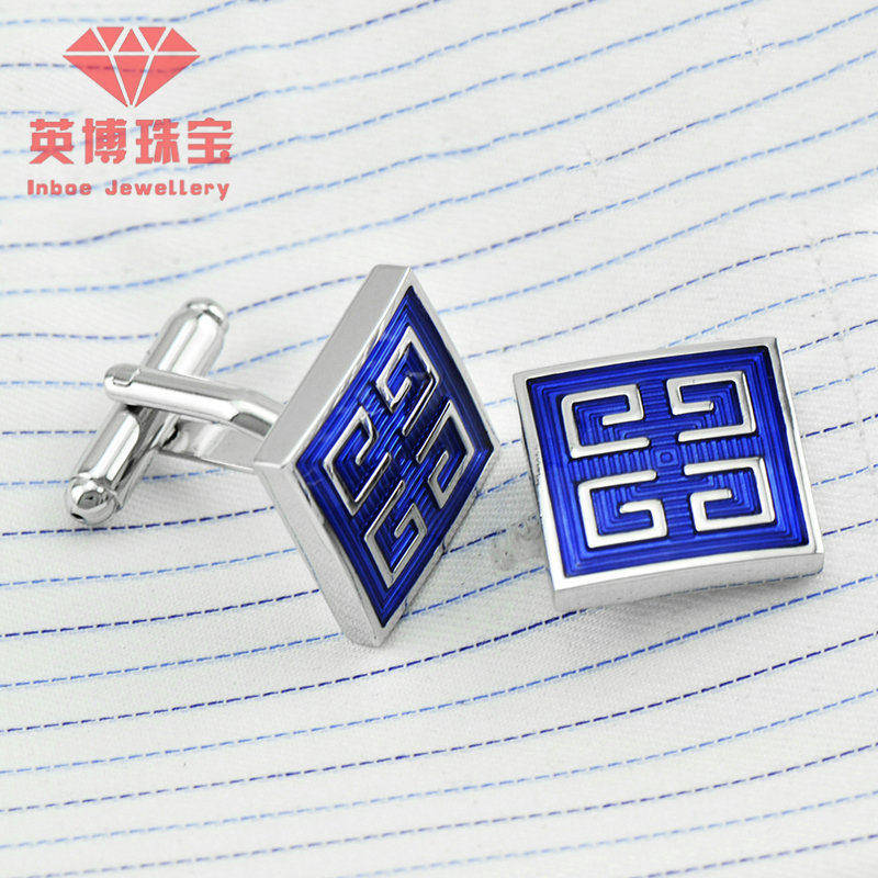 INBEV FRENCH METAL CUFFLINKS WHITE STEEL ENAMEL FRENCH SHIRT CUFFLINKS F287