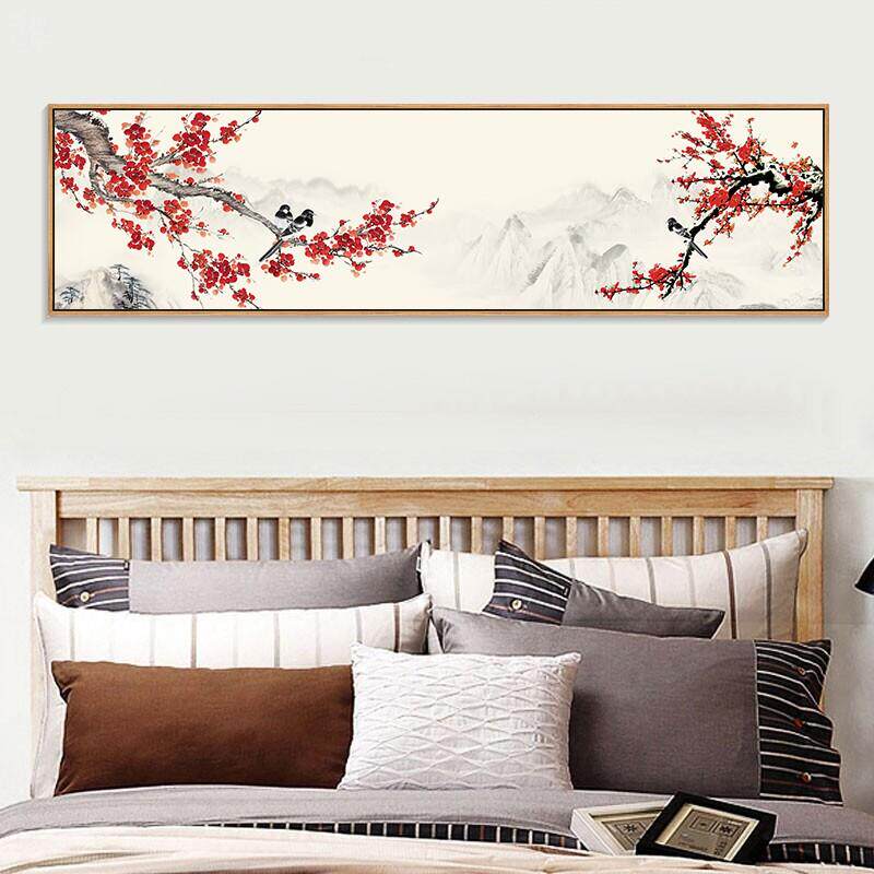 梅花挂画喜上眉梢装饰画客厅红梅报春图花鸟国画样板间卧室床头画