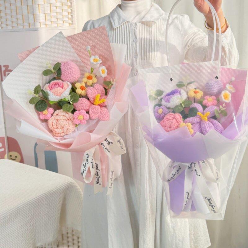 手工编织针织郁金香仿真毛线玫瑰花束毕业季送女朋友闺蜜生日礼物