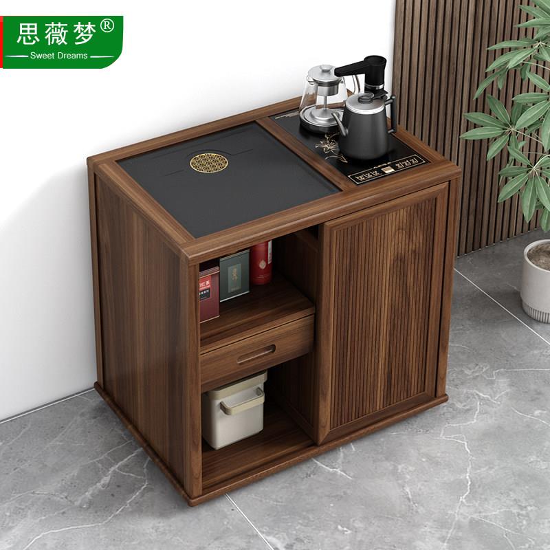 实木移动茶桌家用小茶台客厅新中式茶车阳台茶几烧水壶一体茶水柜