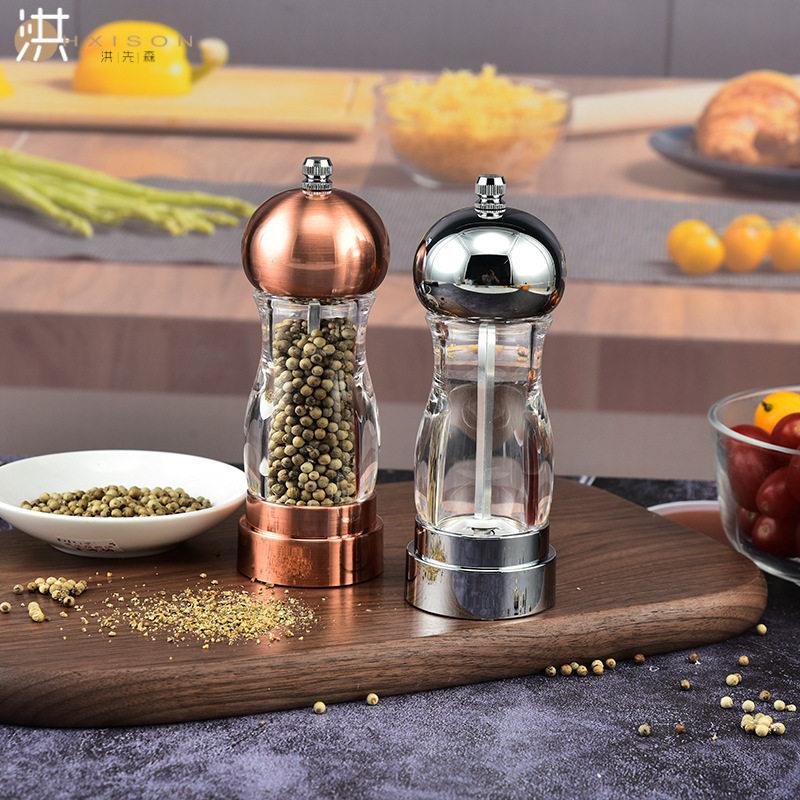 亚克力胡椒研磨器 手动调味瓶研磨器陶瓷芯 厨房用品花椒海盐瓶