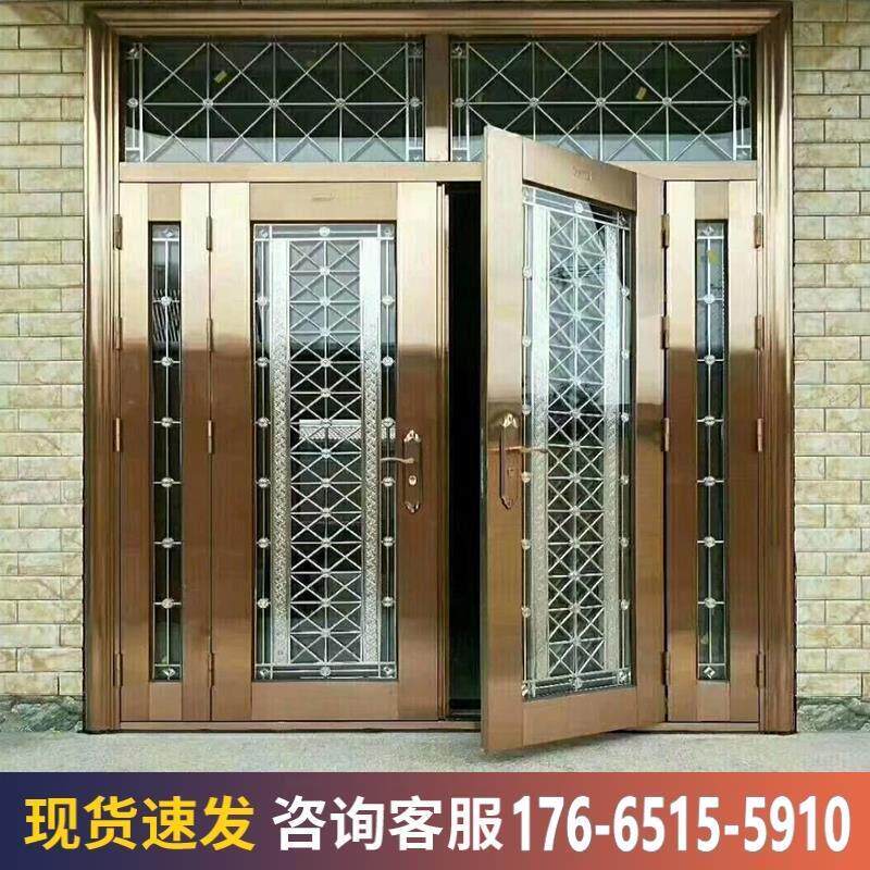 不锈钢门进户门304加厚乡村大门双开门防盗门农村自建房别墅大门