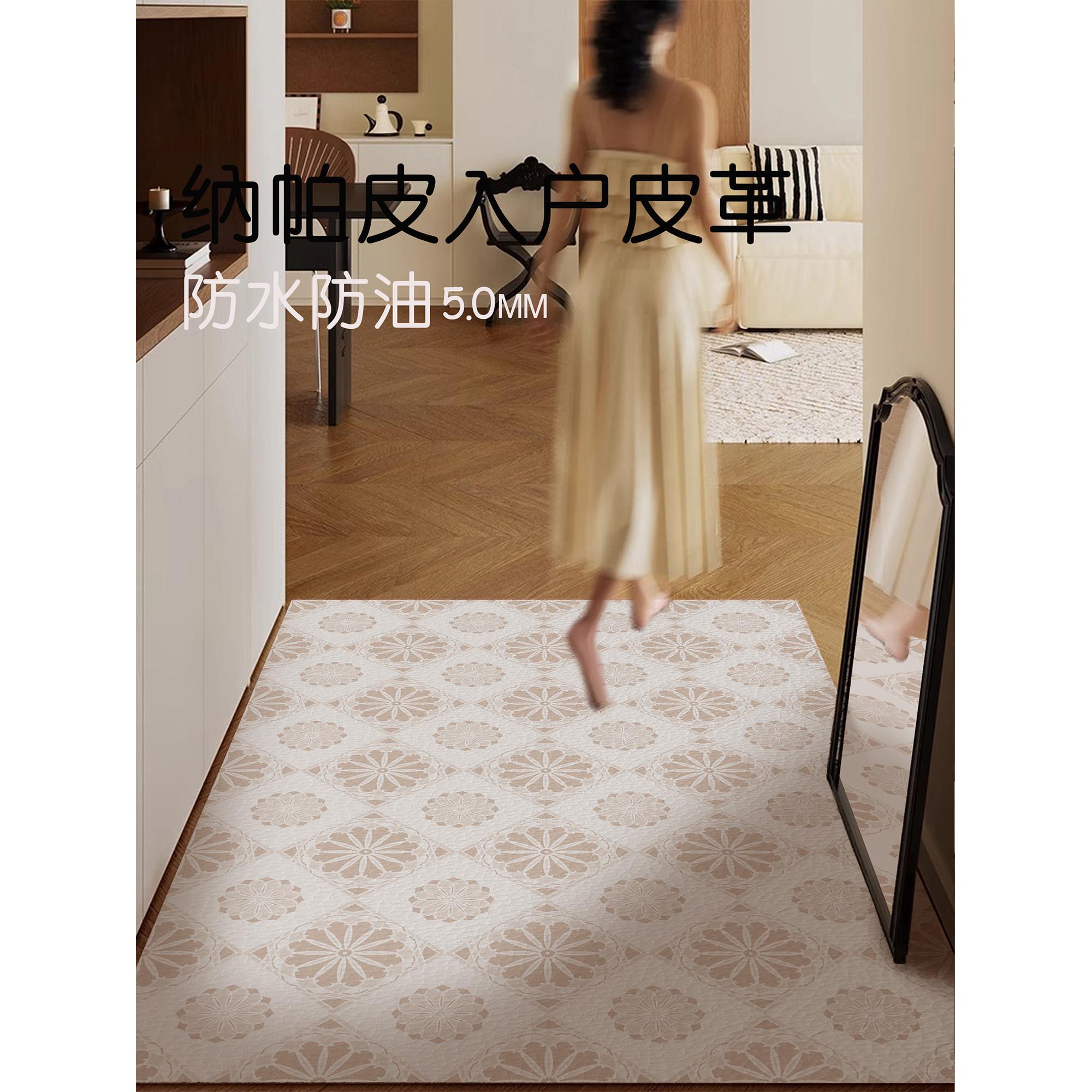 北欧中古轻奢风可擦免洗pvc皮革地垫入户门地毯卧室门口耐脏防滑