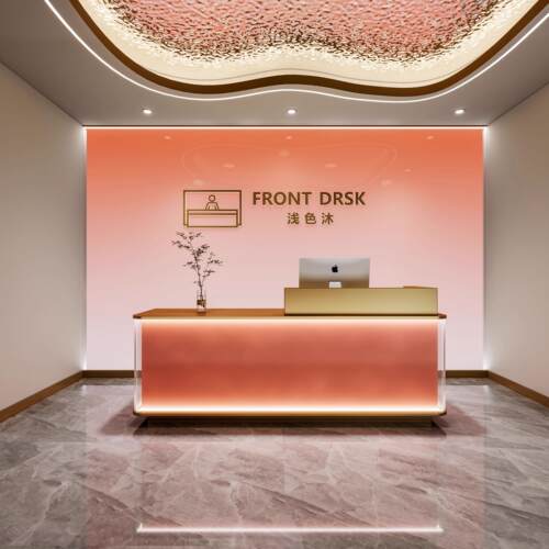 现代简约店铺小型收银柜台前台接待台商用办公前台美容院压克力吧