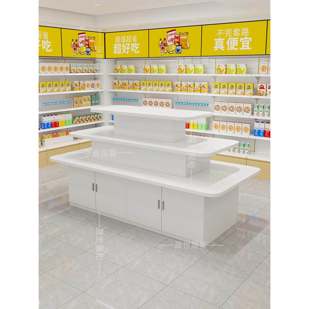 超市中岛台堆头促销摆台货架产品陈列架文具展示置物台样品展示柜