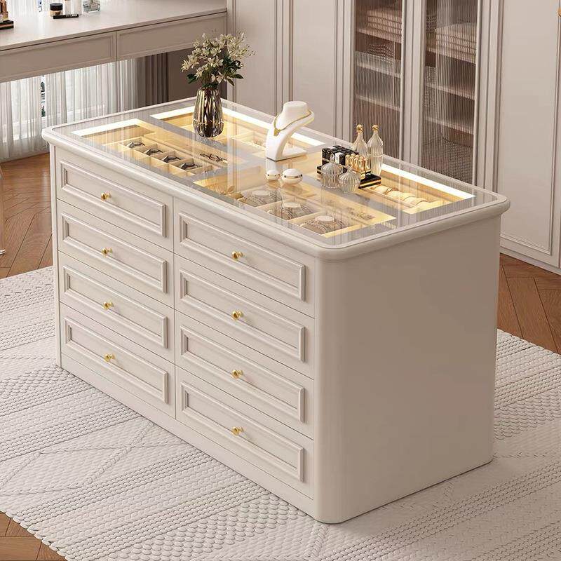 衣帽间中岛台实木烤漆法式复古家用首饰展示抽屉式欧式收纳柜高级