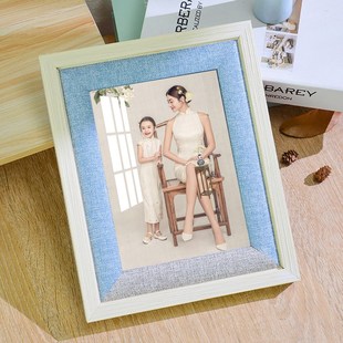 洗照片加相框可爱儿童原木摆台定制照片冲洗做成框架北欧10寸八寸