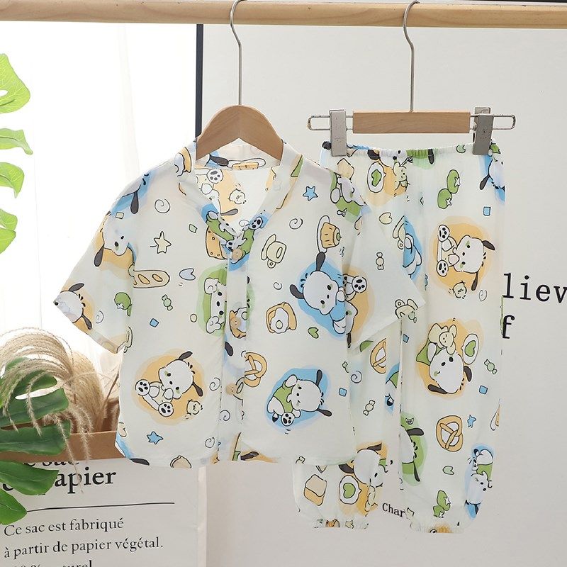 绵绸男童睡衣夏季薄款儿童棉绸女童空调服套装男孩宝宝开衫家居服,童装/婴儿装/亲子装,家居服套装,淘宝优惠券,粉丝福利购,淘宝优惠卷