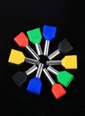 紫铜国标TE1508冷压绝缘端子铜鼻子TE0508双线欧式管型预绝缘端子