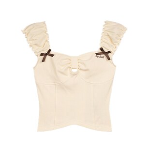 SagiDolls少女斗志 甜美可爱奶黄短款修身吊带背心乖巧显瘦小个子