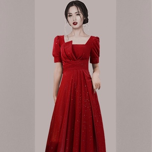 敬酒服新娘2021夏季新款亮闪闪伴娘服高端气质宴会晚礼服平时可穿