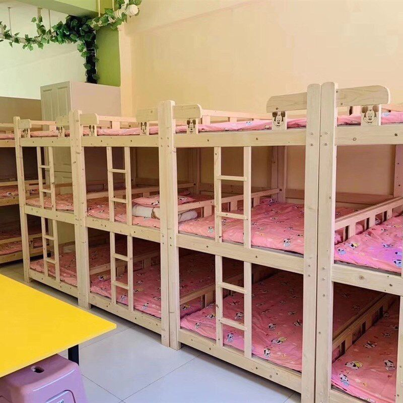 小学生实木午休床三层床上下床午托床托管床3层床定制6人床双层床