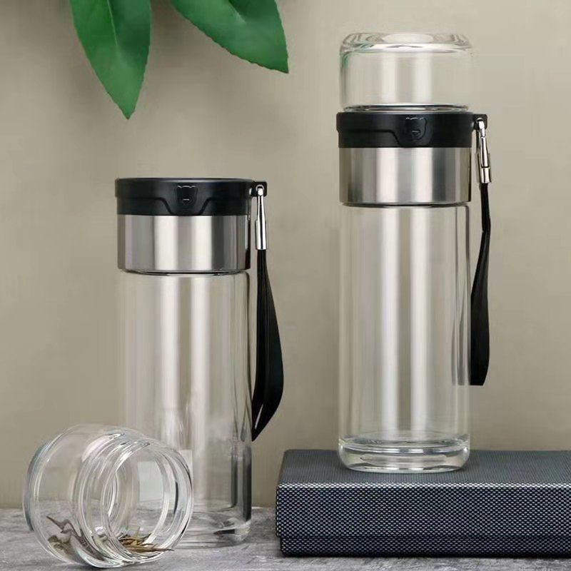 华象茶水分离吊带杯商务泡茶杯玻璃杯3515车载耐热加厚杯男女水杯