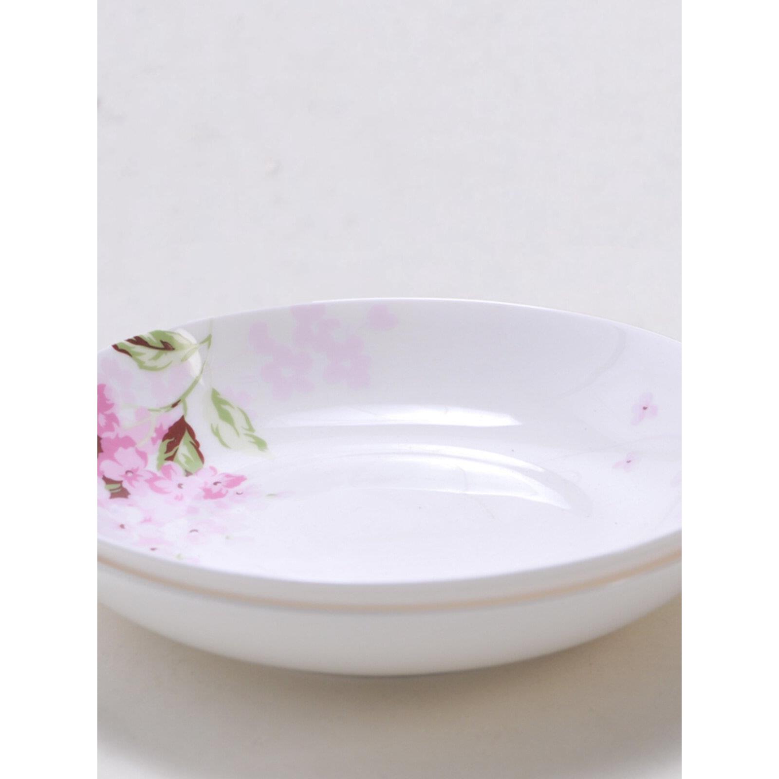 7英寸圆形骨瓷盘子餐碟家用6个餐盘菜碟深盘创意中式陶瓷餐具套装