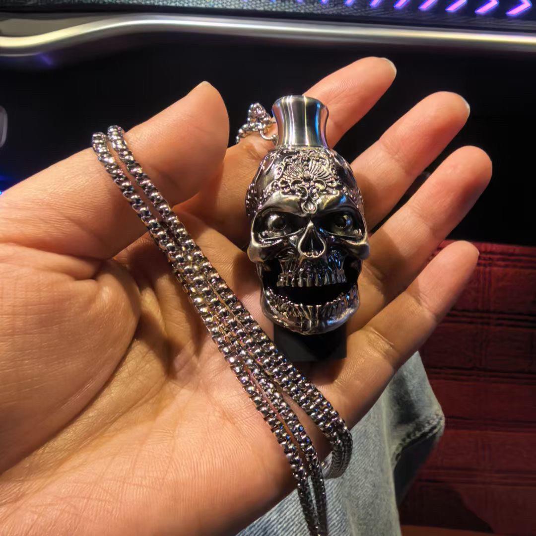 阿拉伯水烟配件骷髅烟嘴Hookah个人不锈钢挂颈链条吸嘴Shisha挂嘴