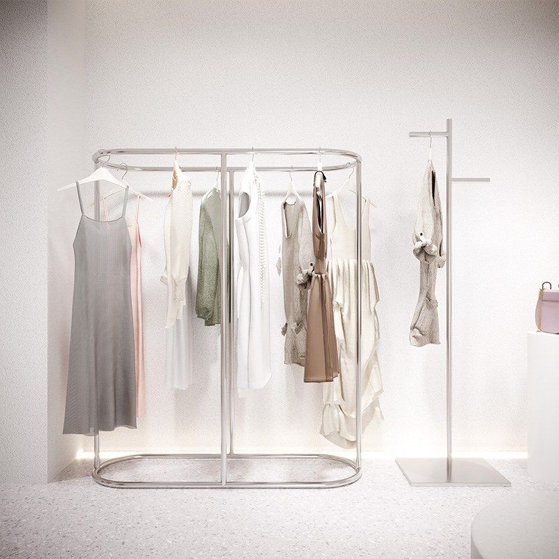 服装店展示架不锈钢拉丝银色挂衣架男女童装店中岛货架落地挂衣杆,商业/办公家具,服装展示架,淘宝优惠券,粉丝福利购,淘宝优惠卷