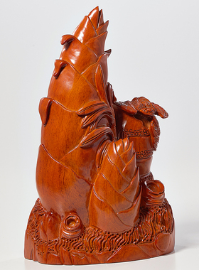 木雕节节高富贵竹子摆件实木电视酒柜客厅装饰品开业搬家工艺礼品