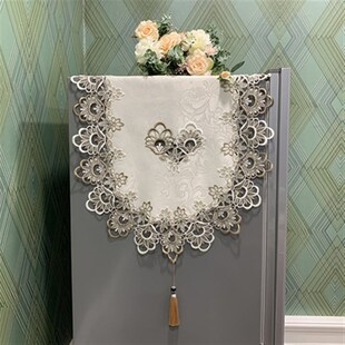 轻奢蕾丝欧式新中式冰箱防尘罩洗衣机美式单开门双开门米白椭圆