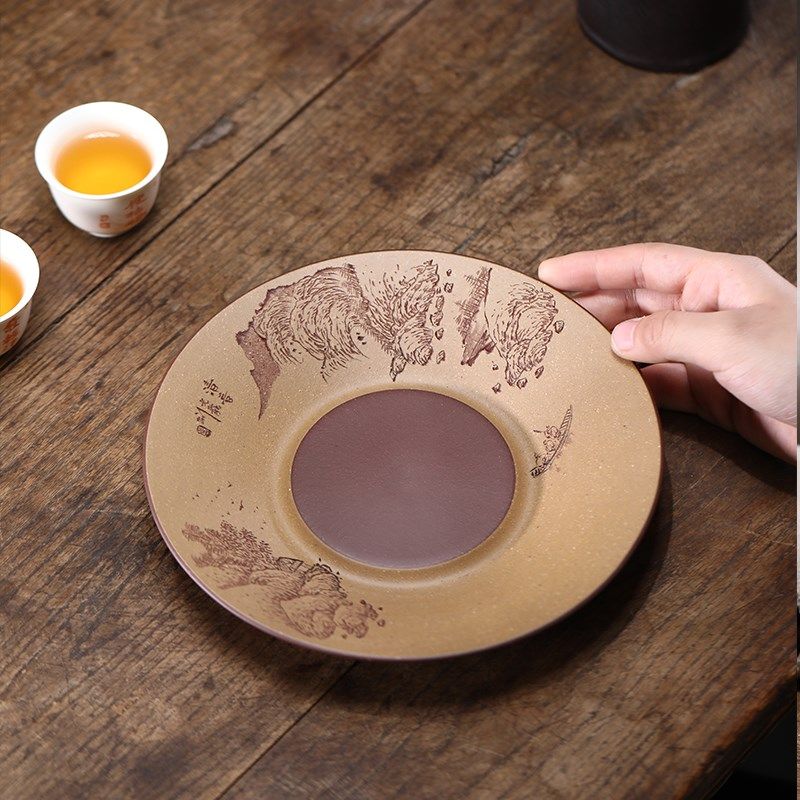 紫砂壶承干泡台手工家用养壶盘茶壶底座壶托 养壶垫小茶盘
