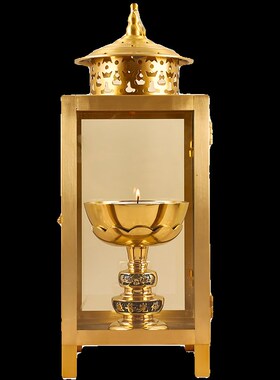 纯铜油灯酥油灯灯盏防风油灯盏室外点灯罩寺庙长明灯神明佛前供灯