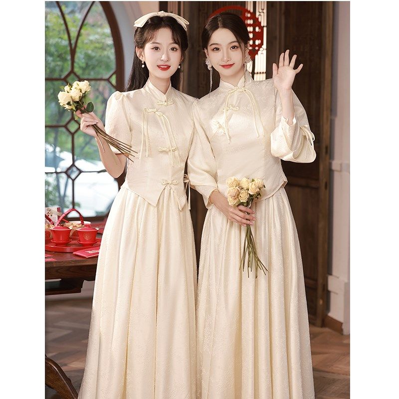 新中式伴娘服礼服2024新款高级感小个子伴娘团小众显瘦姐妹裙夏季
