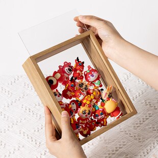 卡通动漫萌粒收纳罐相框玩偶娃娃0蛋仔收纳框展示盒立体中空画框