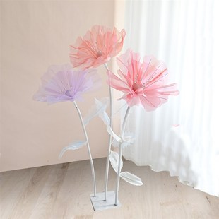 新款婚庆纸花路引花婚礼场景舞台布置装饰橱窗七彩多色纱花丝网花